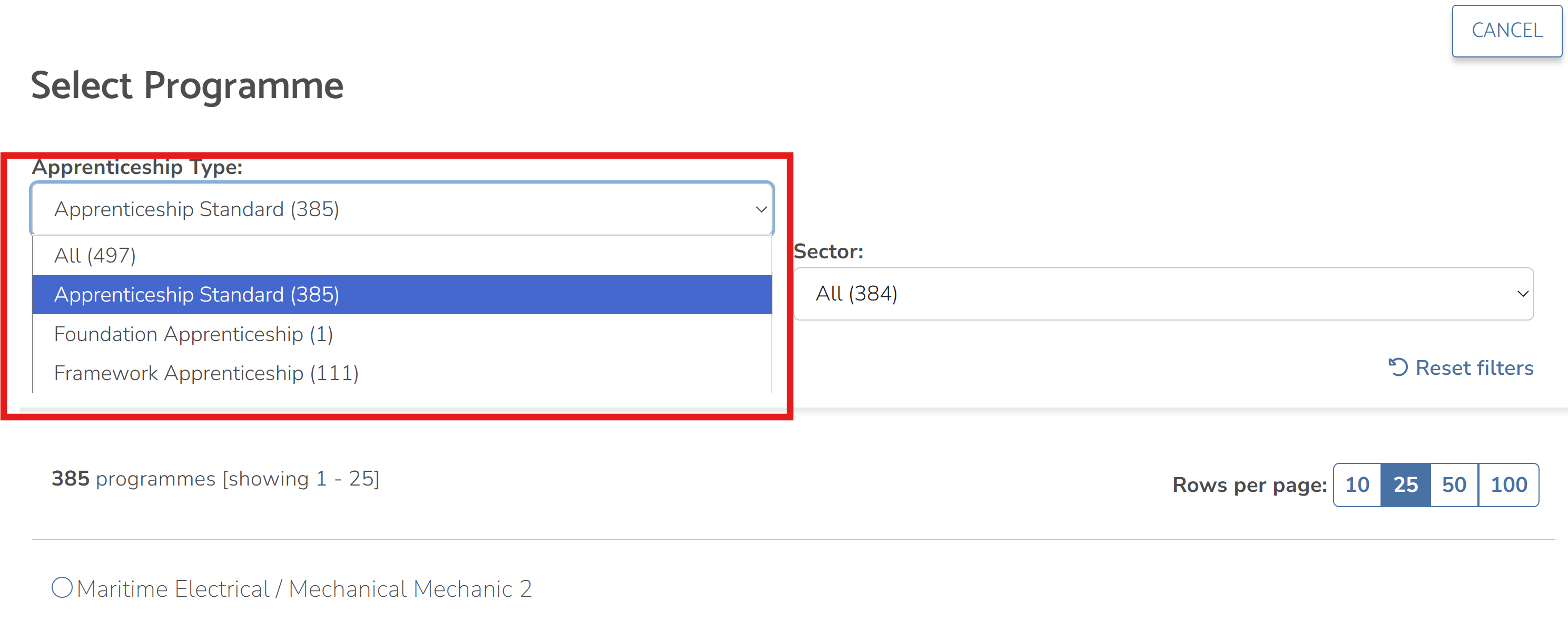 Programme type filtering.png