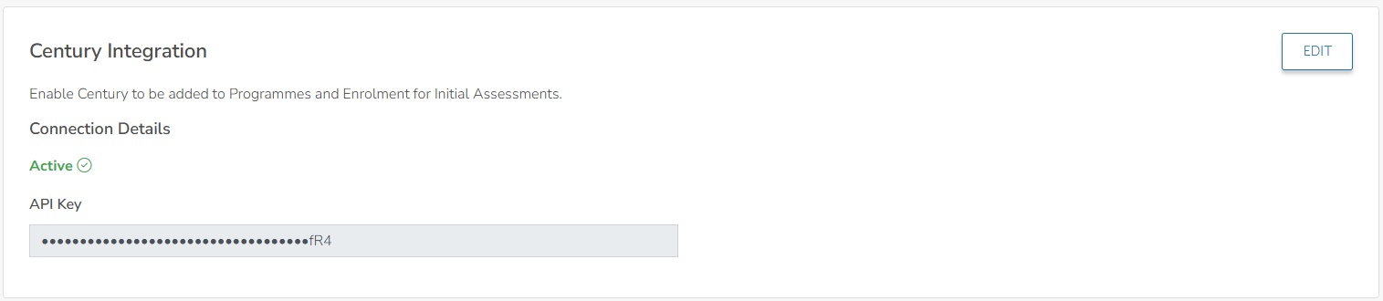Century - integration setup page - success.png